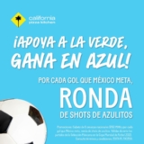 Promoción del Mundial California Pizza Kitchen: Ronda de shots azulitos por cada gol de México y cubeta de cervezas a $150