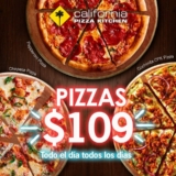 Promoción California Pizza Kitchen: Pizzas a $109 todo el día todos los días