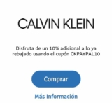Código de cupón Calvin Klein Paypal de 10% de descuento adicional