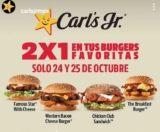 En Carl’s Jr. 2×1 en hamburguesas hoy 25 de octubre en sucursales participantes