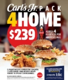 Promoción Carls Jr Pack 4 Home: Paquete familiar con hamburguesas, chicken tenders, papas y renta Cinépolis Klic por $239
