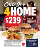Promoción Carl’s Jr. Pack 4 Home: 3 hamburguesas + chicken tenders + 2 papas grandes + renta Cinépolis Klic por $239