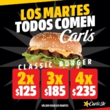En Carl’s Jr classic burger a precio especial los martes dependiendo la cantidad que compres