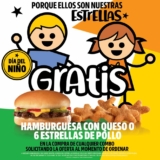 Promoción Carl’s Jr. Día del Niño: hamburguesa o estrellas de pollo Gratis en la compra de un combo