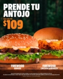 Prende tu Antojo Carls Jr: Firewood Burger o Firewood Chicken Sandwich a $109 c/u