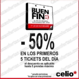 Promoción Celio Buen Fin 2017: 50% de descuento en primeros 5 tickets