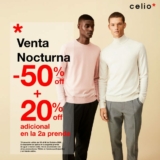 Venta Nocturna Celio: 50% de descuento + 20% adicional en la segunda prenda