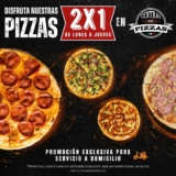 2×1 en pizzas de lunes a jueves en Central de Pizzas
