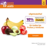 Cupón Chedraui del 10% de descuento en frutas y verduras en la tienda en línea este fin de semana