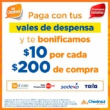 En Chedraui $10 de bonificación en monedero por cada $200 de compra con vales de despensa