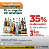 35% de descuento en Vinos y Licores + 3 msi en Chedraui
