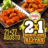 2×1 en boneless y alitas en Chili’s participantes esta semana