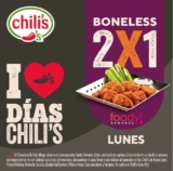 En Chili’s 2×1 en boneless los lunes con tu tarjeta Foody Rewards