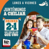 Promoción Chili’s Buen Fin 2020: 2×1 en drinks de lunes a viernes a partir de la 1:00 PM
