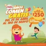 Promoción Chili’s Día del Niño: Niños comen GRATIS esta semana