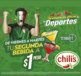 Promoción Chilis de segunda bebida a $1 de viernes a martes después de las 6pm