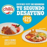 Promo Chilis: compra un desayuno y lleva el segundo por $25