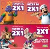 Promociones Chuck E. Cheese’s Mes del Niño: 2×1 en juegos, pizza o tickets