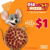 Promoción Chuck E. Cheese’s Día de la Pizza 2020: Segunda pizza a sólo $1 peso del 7 al 9 de febrero