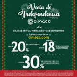 Venta de Independencia Cimaco: Hasta 30% de descuento ó hasta 20% + hasta 18 msi
