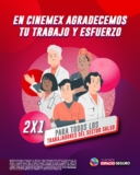 2×1 en Cinemex para todos los trabajadores del sector salud