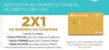 Cupón 2×1 Cinemex y Visa 2025 (incluye salas Platino)