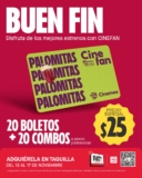 Cinemex Buen Fin 2025: Tarjeta Cinefan a sólo $25 (trae 20 boletos + 20 combos a precio preferencial)