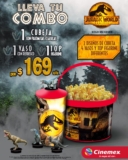 Combos Cinemex Jurassic World Dominio con figuras de dinosaurios y más