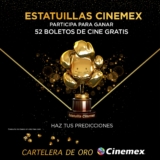 Promoción Estatuillas Cinemex: Código de entrada al cine 2×1 gratis si haces tus predicciones de los Oscares