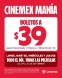 Cinemex Manía: Boletos a sólo $39 y combos a precio especial del 7 al 10 de septiembre 2026