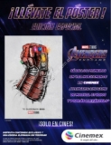 Promoción Cinemex re-estreno Avengers Endgame: póster edición especial Gratis presentando tu boleto