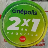 Cupón 2×1 Cinépolis de lunes a domingo en empaques marcados de Coca-Cola