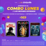 Combo Lunes Club Cinépolis: palomitas grandes + 2 refrescos  + 2 entradas por $169 (aplica en IMAX, 4DX y más)