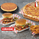 Mega Combo mes del padre City Club: Pizza + 2 hamburguesas +  papas crisscut + flan de chocolate para 10 personas a $349