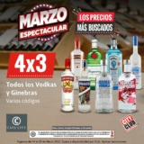 4×3 en todos los vodkas y ginebras en tiendas City Club