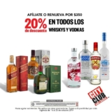 En City Club 20% de descuento en todos los whiskys y vodkas