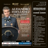 Boletos gratis al concierto de Alejandro Fernandez con tus compras en plaza Ciudad Jardín