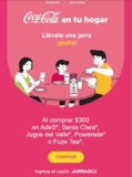 Código Coca-Cola jarra de vidrio Gratis en compras de $300 en bebidas