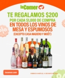 En La Comer $200 por cada $1000 de compra en vinos de mesa y espumosos
