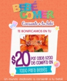 Promoción Bebé Comer 2022: $20 de bonificación por cada $200 de compra en todo para bebés