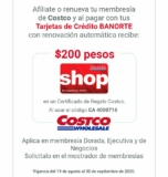 Cupón Costco de $200 en monedero al pagar tu membresía con Banorte
