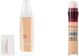 Combo Maybelline con base de maquillaje SuperStay Full Coverage + corrector de maquillaje Instant Age Rewind bajan a su menor precio