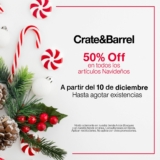 En Crate and Barrel todos los artículos Navideños a mitad de precio