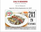 Cupón Chilis Monterrey de 2×1 en desayunos