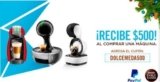Cupón Dolce Gusto $500 de descuento al comprar una máquina en línea