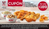 Cupón KFC de 10 piezas + 2 complementos + 3 bisquets por $189