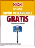 Cupón Oxxo rastrillo Gillete Prestobarba 3 GRATIS