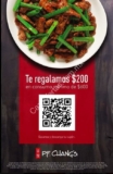 Cupón PF Changs $200 de descuento en consumos de $600
