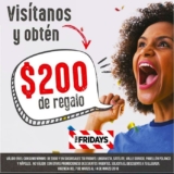Cupón TGI Fridays $200 de descuento en consumos de $500 del 7 al 14 de marzo