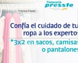 Cupón Tintorerías Pressto de 3×2 en camisas, sacos o pantalones